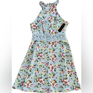 NEW Women Junior Dress Floral Size S, Halter Fit & flare Cutout dress